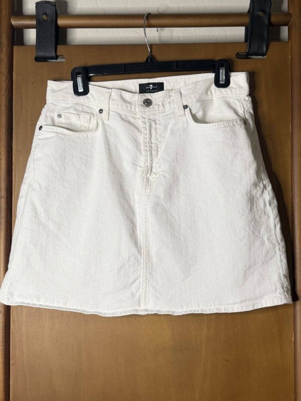 7 For All Mankind White Denim Mini Skirt, Size 29